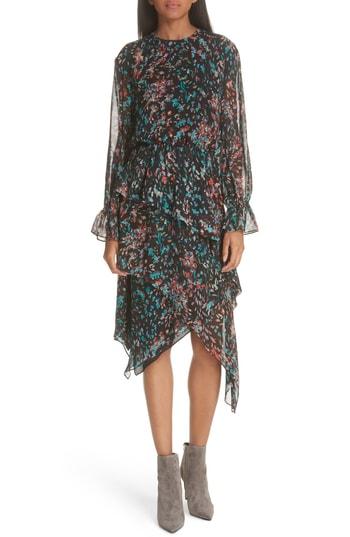 Women's Iro Print Asymmetrical Dress Us / 32 Fr - Black
