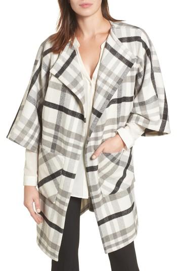 Women's Halogen Woven Plaid Wrap, Size - Ivory