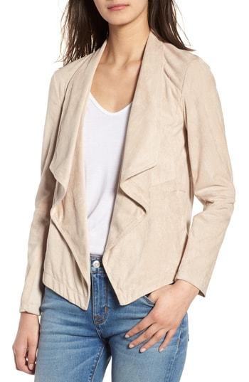 Women's Bb Dakota Nicholson Faux Suede Drape Front Jacket - Ivory