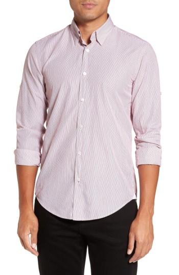 Men's Boss Hugo Boss Rog Stripe Trim Fit Sport Shirt - Red