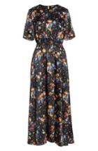 Women's Adam Lippes Floral Print Hammered Silk Dress