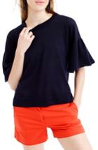 Women's J.crew Featherweight Cashmere Ruffle Sleeve Sweater, Size - Blue