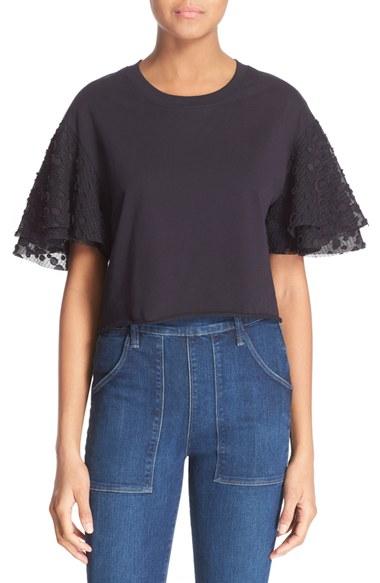 Women's See By Chloe Embellished Sleeve Top