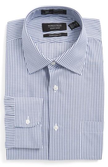 Men's Nordstrom Men's Shop Smartcare(tm) Traditional Fit Check Dress Shirt - 34 - Blue