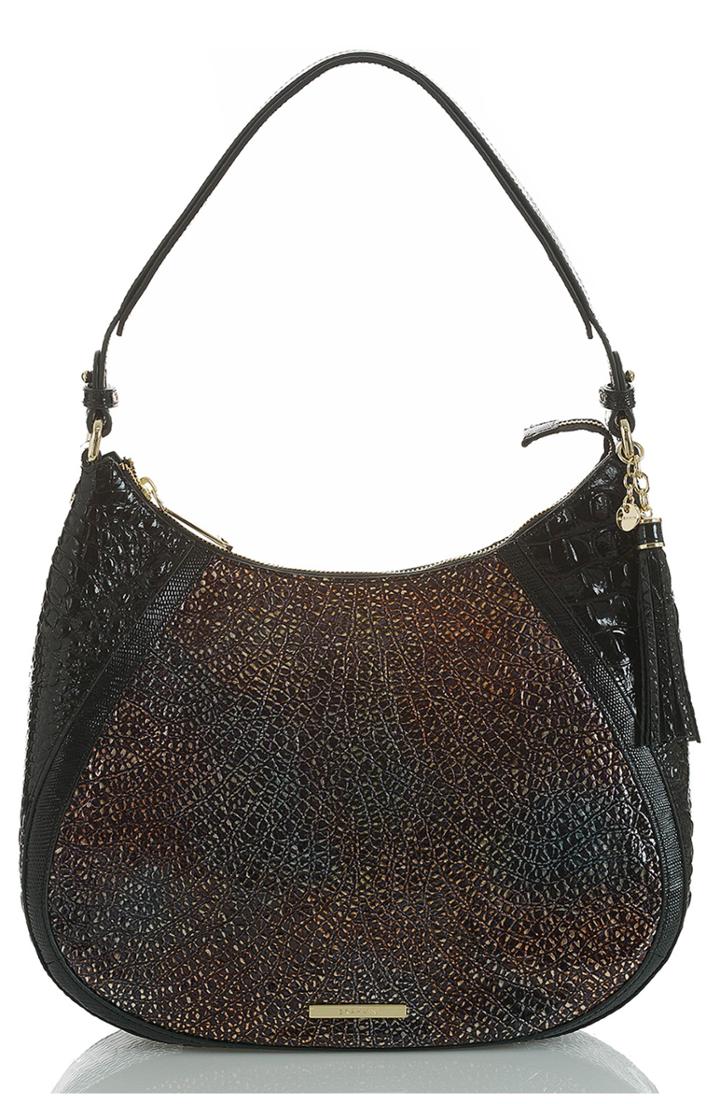 Brahmin Amira Embossed Leather Shoulder Bag - Black