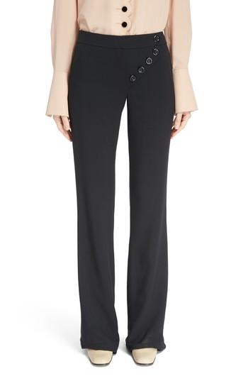 Women's Chloe Asymmetrical Button Flare Cady Pants Us / 34 Fr - Black