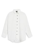 Women's Topshop Oversized Split Side Cotton Shirt Us (fits Like 0) - Ivory