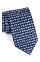 Men's Salvatore Ferragamo Turtle & Frog Print Silk Tie, Size - Blue