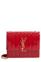 Women's Saint Laurent Vicky Patent Leather Wallet On A Chain - Burgundy