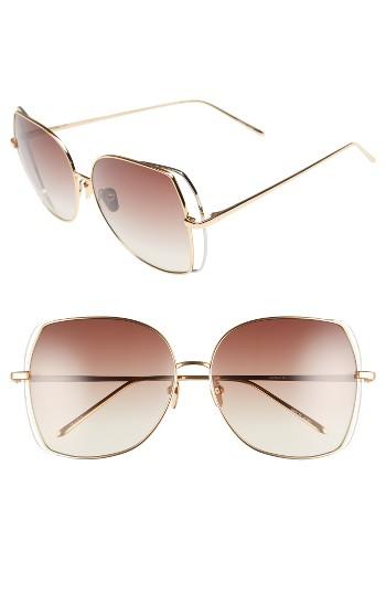 Women's Linda Farrow 61mm Gradient Lens 18 Karat Gold Sunglasses -