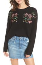 Women's Woven Heart Embroidered Floral Sweater