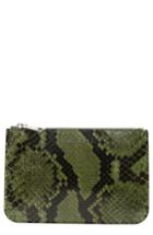 Orciani Large Diamond Genuine Python Pouch - Green