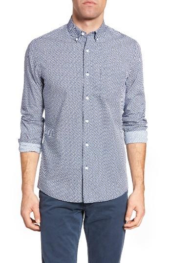 Men's Nordstrom Men's Shop Slim Fit Print Sport Shirt - Blue