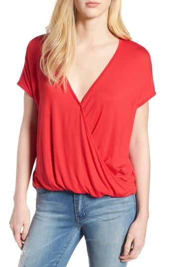 Women's Bobeau Faux Wrap Knit Top, Size - Red