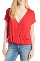 Women's Bobeau Faux Wrap Knit Top, Size - Red