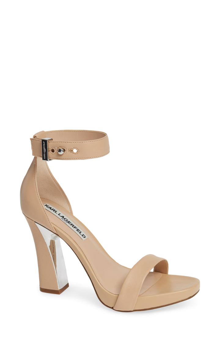 Women's Karl Lagerfeld Paris Carah Ankle Strap Sandal .5 M - Beige