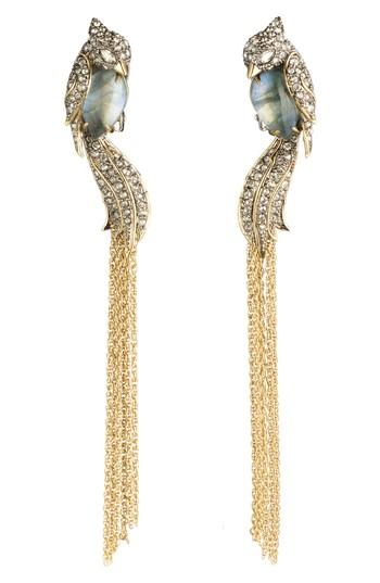 Women's Alexis Bittar Crystal Encrusted Lovebird Tassel Clip Earrings