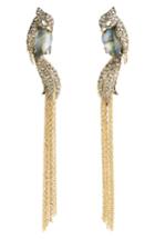 Women's Alexis Bittar Crystal Encrusted Lovebird Tassel Clip Earrings
