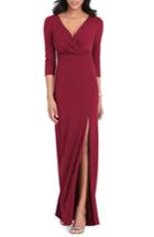 Women's After Six Surplice Stretch Crepe Gown, Size - Red