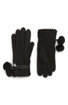 Women's Ugg Genuine Shearlng Gloves With Pom Charms - Black