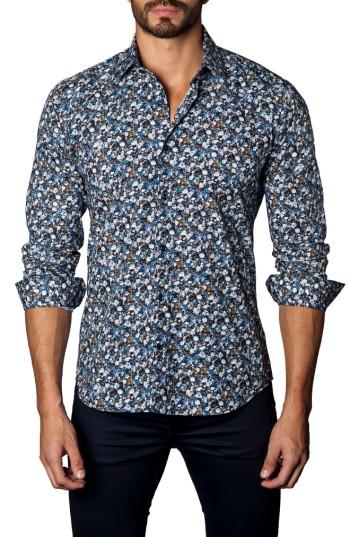 Men's Jared Lang Trim Fit Floral Sport Shirt - Blue