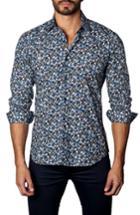 Men's Jared Lang Trim Fit Floral Sport Shirt - Blue