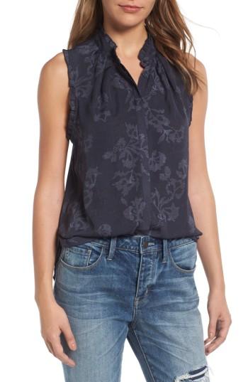 Women's Treasure & Bond Print Ruffle Trim Tank, Size - Blue