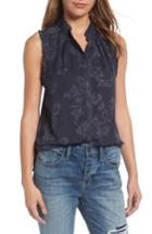Women's Treasure & Bond Print Ruffle Trim Tank, Size - Blue