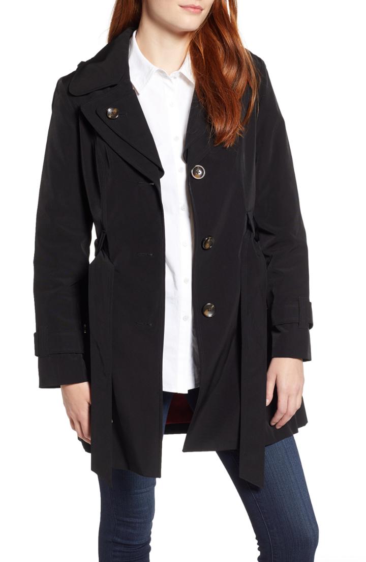 Women's London Fog Double Collar Trench Coat - Black