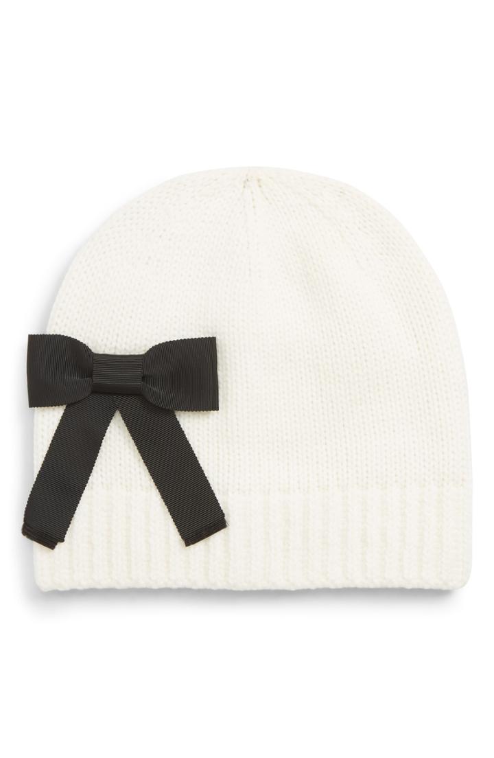 Women's Kate Spade New York Grosgrain Bow Beanie - Ivory