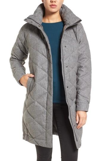 Women's Nau Wool Blend Quilted Down Coat - Grey