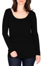 Women's Nom Ruched Long Sleeve Maternity Top - Black