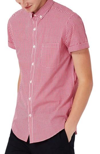 Men's Topman Slim Fit Gingham Smart Shirt - Red
