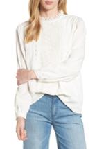 Women's Halogen Long Sleeve Lace Front Blouse - Ivory