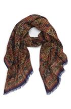 Men's Drakes Tapestry Print Wool & Silk Scarf, Size - Blue