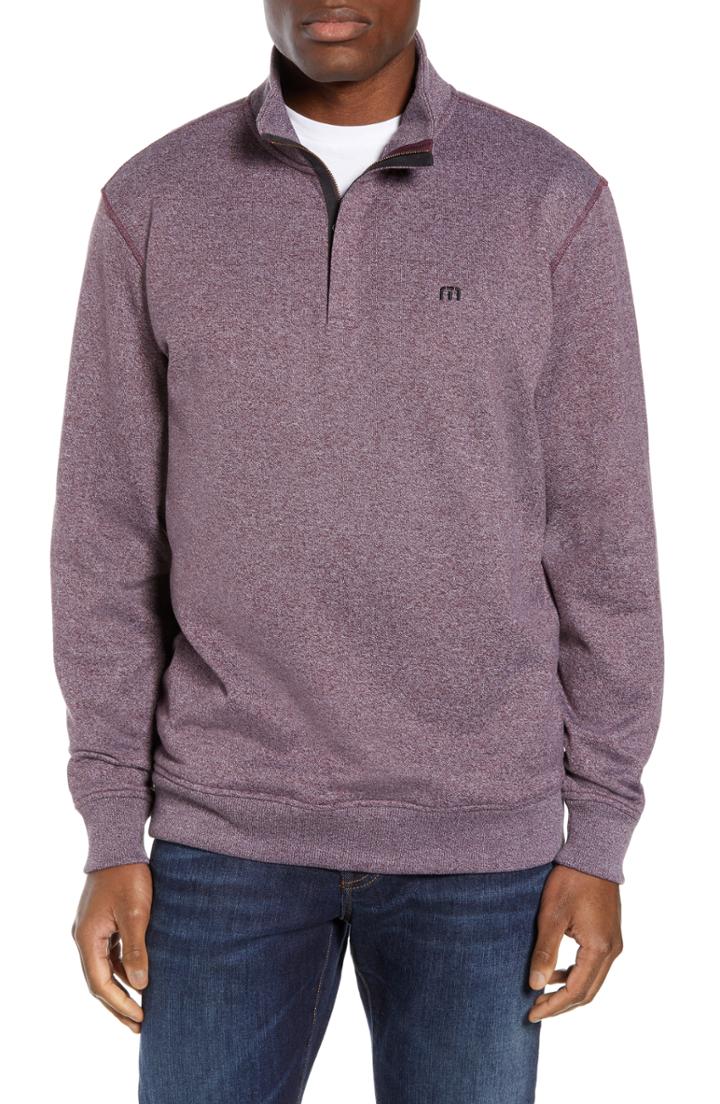 Men's Travis Mathew Hideaway Quarter Zip Pullover - Purple