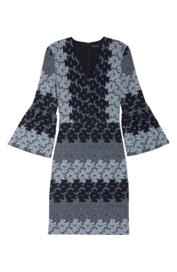 Women's Maggy London Jacquard Bell Sleeve Dress - Blue