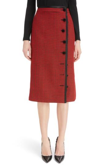 Women's Altuzarra Christofor Houndstooth Wool Skirt Us / 40 Fr - Red