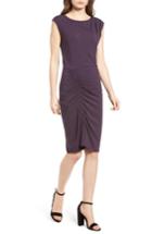 Women's Trouve Ruched Knit Dress, Size - Purple