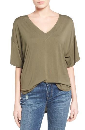 Women's Halogen Oversize Short Sleeve V-neck Tee - Green