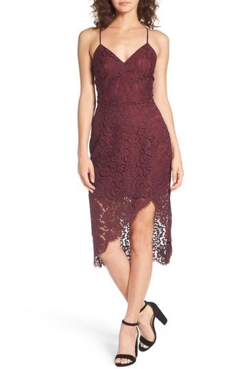 Women's Lovers + Friends Skylight Lace Midi Dress - Burgundy
