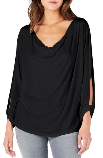 Women's Michael Stars Twist Sleeve Cowl Neck Top, Size - Black