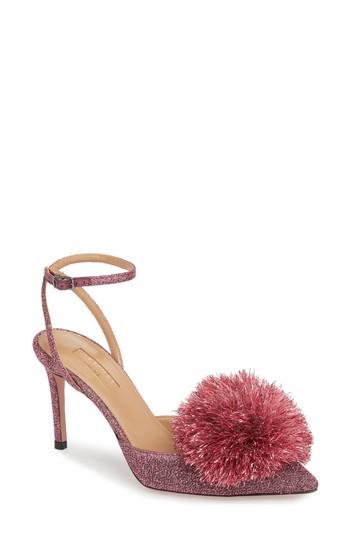 Women's Aquazzura Powder Puff Ankle Strap Pump Us / 35eu - Pink