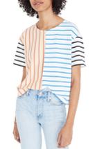 Women's Madewell Mixed Stripe Easy Crop Tee, Size - Pink