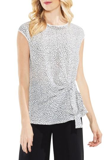 Women's Vince Camuto Mixed Media Tie Front Top, Size - White