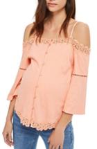 Women's Topshop Off The Shoulder Maternity Top Us (fits Like 0-2) - Coral
