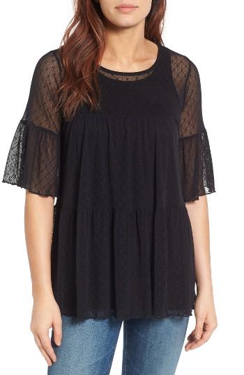 Women's Bobeau Sheer Lace Babydoll Top
