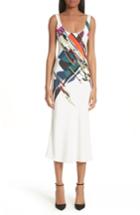 Women's Cushnie Et Ochs Devona Beaded Expressionist Print Dress - White