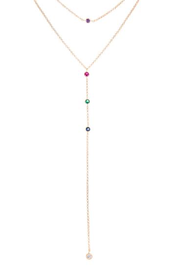 Women's Lesa Michele Bezel Cubic Zirconia Y Necklace