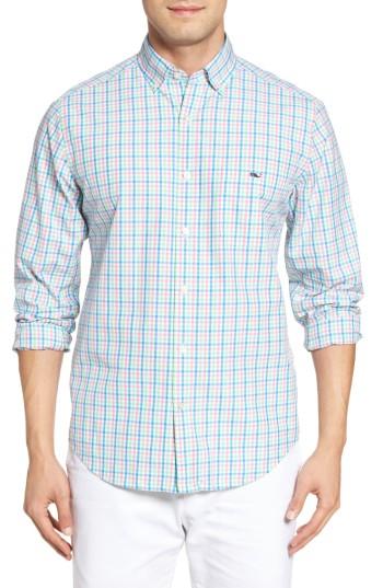 Men's Vineyard Vines Ginger Island Classic Fit Check Sport Shirt, Size - Green